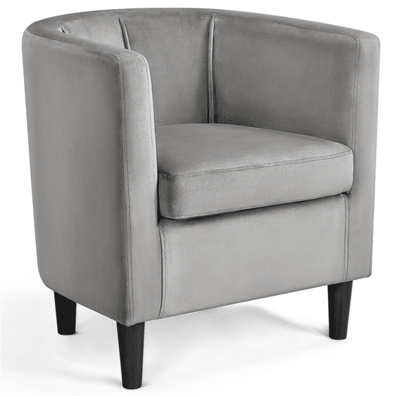 Yaheetech Upholstered Barrel-shaped Accent Chair for Living Room, Gray