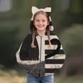 thumbnail image 2 of Otqutp Zip Up Hoodie for Girls Skeleton Print Cat Ear Long Sleeve Jacket Kids Halloween Sweatshirt Fall Windproof Coats, 2 of 4
