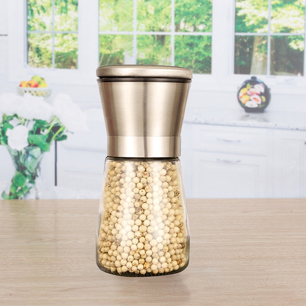Pepper Grinder or Salt Shaker - Spice Mill with Brushed Stainless Steel, Adjustable Coarseness