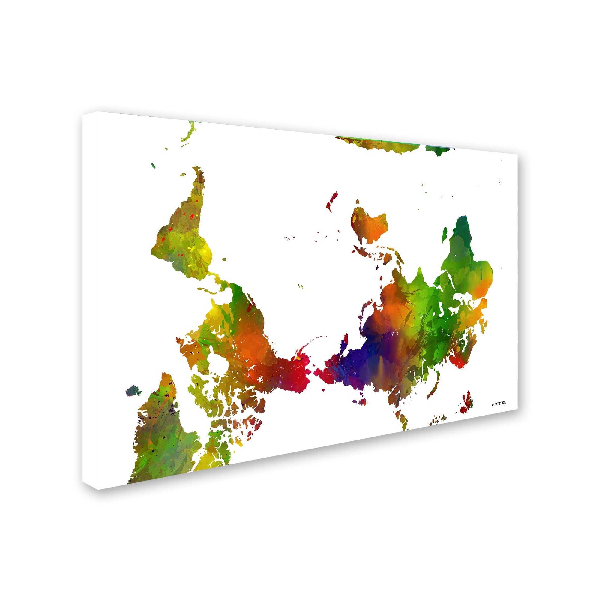 Trademark Fine Art "Upside Down Map of the World Clr 1" Canvas Art by Marlene Watson