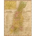 thumbnail image 2 of Vintage Maps 26x32 White Modern Wood Framed Museum Art Print Titled - Palestine 1844, 2 of 4