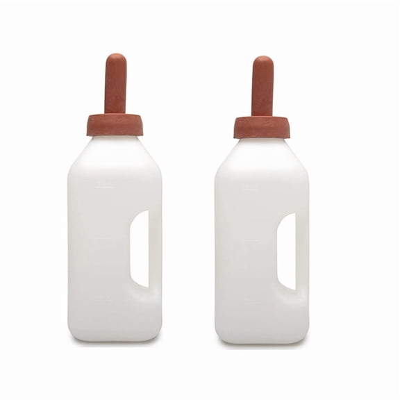 2X Calf Bottle with Handle and Push-on Nipple 2 Quart Feeder for Nursing Baby Cows