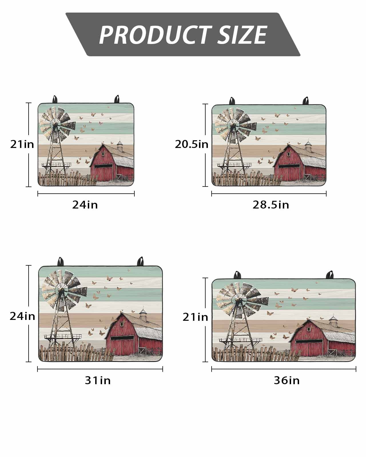 Stove Top Covers for Electric Stove, Windmill Farmhouse Glass Stovetop Cover Protector, Vintage Teal Brown Wooden Butterfly Induction Cooktop Protector Oven Mat for Kitchen Countertop 24"x21"