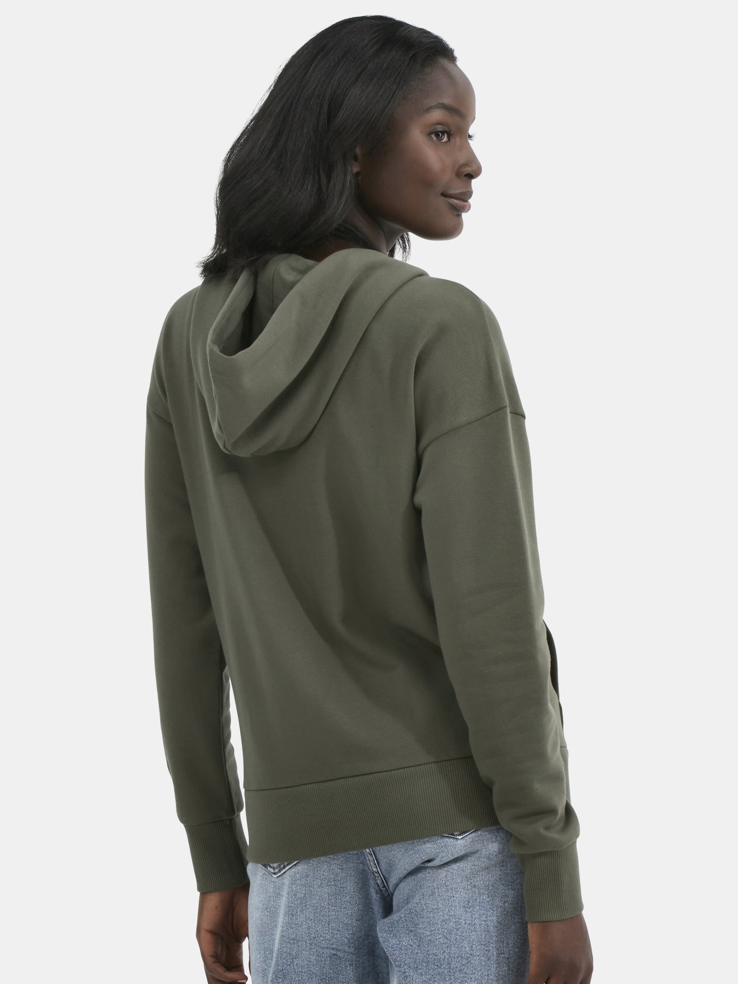 Time and Tru Women's and Women’s Plus Zip Front Fleece Hoodie Jacket, Sizes XS-4X