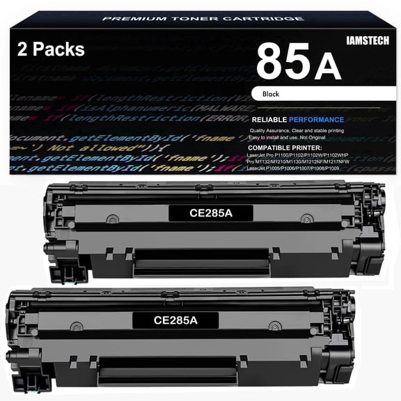 85A Toner Cartridge Black Compatible for 85A CE285A (CE285D) 285A Laserjet Pro P1102w M1212nf MFP P1102 P1102whp M1217nfw M1132 1102w M1212 M1217 Printer Ink (Black, 2-Pack, CE285AT1)