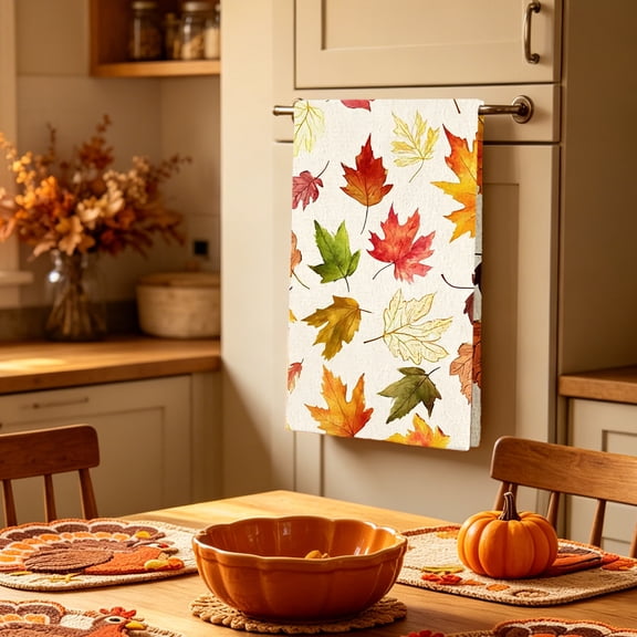 AuroraX Fall Pumpkins Kitchen Towels Absorbent Cotton Dish Towel Decorative Farmhouse Terrycloth 16x28 Inches Thanksgiving Kitchen Decor