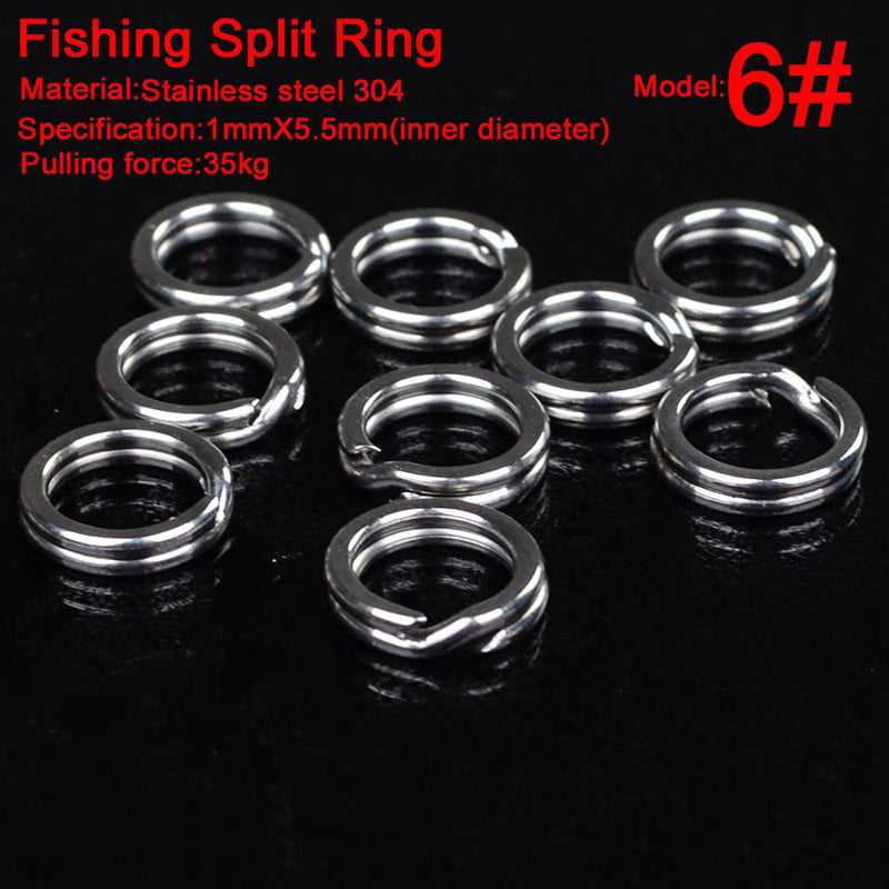 100pc Fishing Split Ring Silver Stainless steel 3#-8# Double Loop Split Open 