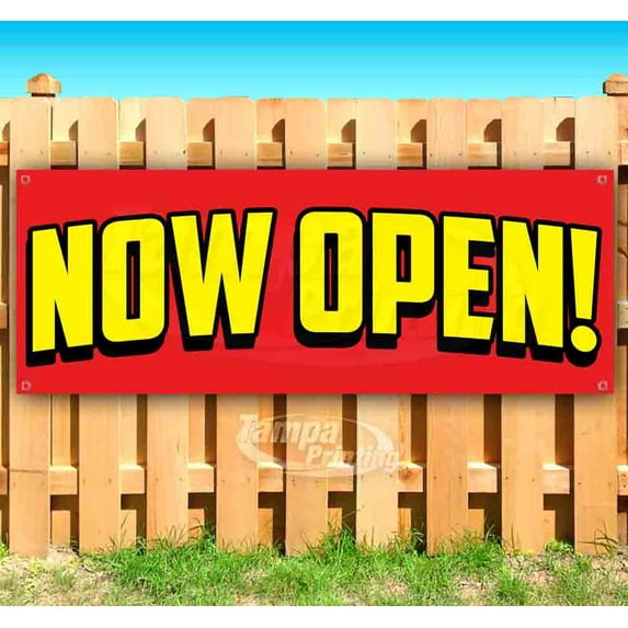 Now Open! 13 oz Vinyl Banner With Metal Grommets