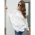 thumbnail image 3 of Women's Casual Loose Batwing Sleeve Hollow Out Knit Sweaters Tops, White, Large, 3 of 7
