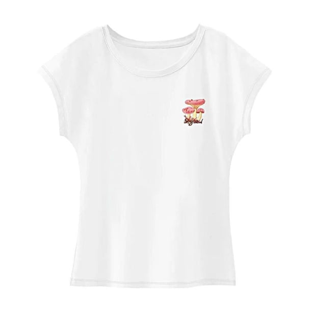 Camiseta para mujer con cuello redondo, cómoda camiseta básica para compras en la calle L
