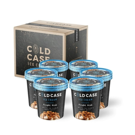 Cold Case Ice Cream Flight Risk Flavor – Gourmet Vanilla Ice Cream with Cookie Butter Chunks & Swirls of Cookie Butter and Cinnamon Cream – 1 Case 6 Pints 16 oz/Pint (Frozen)