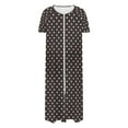 thumbnail image 4 of Dasayo Zipper Womens Nightgowns Brown Short Sleeve Cozy Long Nightgowns Side Split Polka Dot Pajamas Pajamas for Women S, 4 of 7