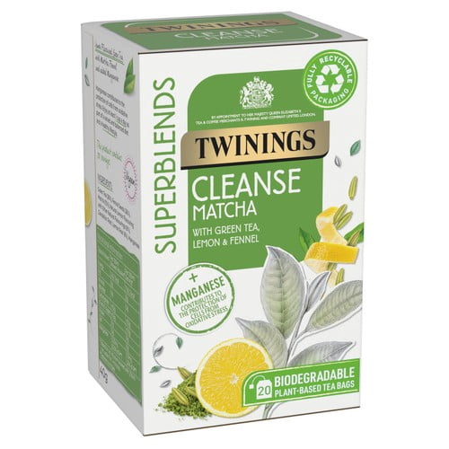Twinings Superblends Cleanse Matcha 20's, British Import (Pack of 3)