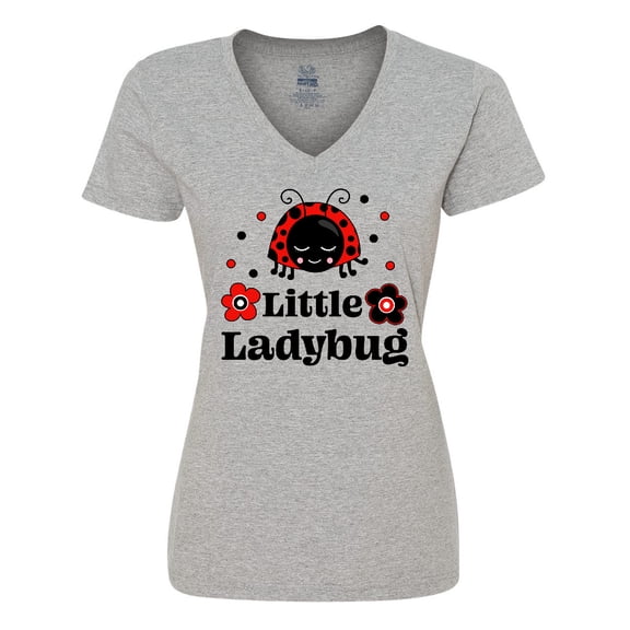 Inktastic Little Ladybug with Flowers Women's V-Neck T-Shirt