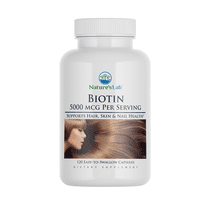 Nature's Lab Biotin 5000 mcg - 120 Capsules (4 Month Supply) - Promotes Healthy Hair, Skin & Nails