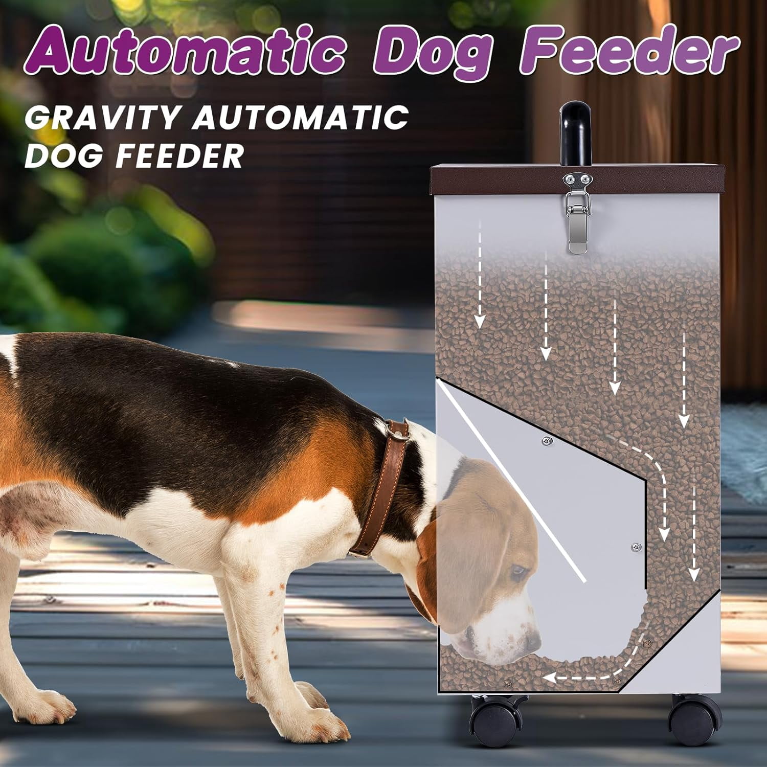 Automatic Dog Feeder Large Breed Outdoor Gravity Auto Feeder Dog Food Dispenser for Large Dogs Pets Metal Galvanized