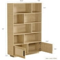 thumbnail image 2 of 5 Tier Bookshelf with Rattan Doors, Wooden Bookcase and Bookshelf with Storage, Tall Book Stand, Large Bookshelf for Living Room, Bedroom, Home Office, Kitchen, 2 of 8