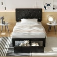 thumbnail image 5 of VECELO Set of 2 Twin Size Bed Frame Leather Upholstered Platform Bed with Drawers and Headboard, Easy To Assemble, No Box Spring Needed, Black, 5 of 12