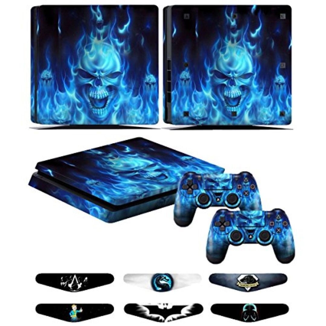 Slim Skins - Decals for PS4 Controller Playstation 4 Slim - Cover for PS4 Slim Controller Sony Playstation Four Slim Accessories with Dualshock 4 Two Controllers Skin - Blue Fire | Walmart Canada