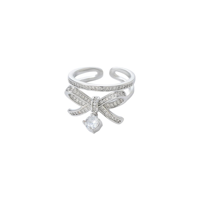 Sonducket Anillo de apertura para mujer, decoración de circonita de Metal de cobre, anillos de moda ajustables para novia, chicas, dama, suministros de Ropa, zapatos y accesorios Miscelánea Sonducket AP014771-00
