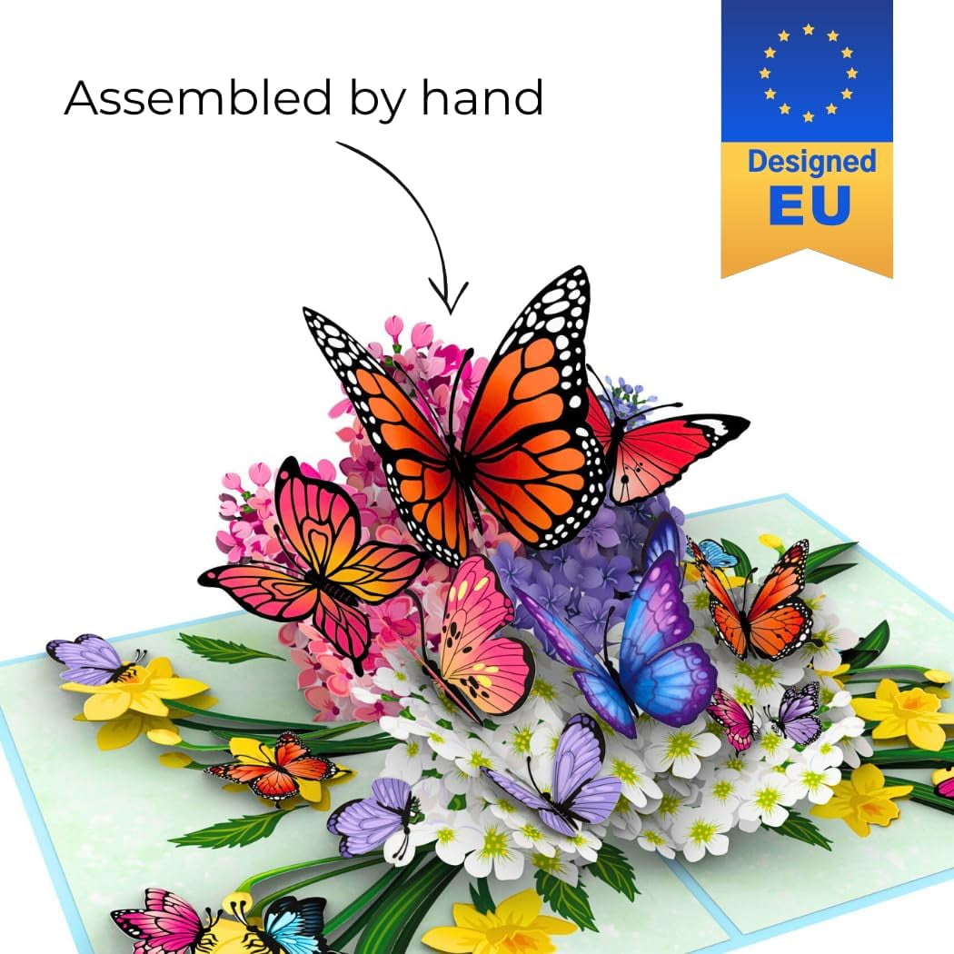 ® Butterflies in Nature Pop Up Card - 3D Butterfly Card for Wife, Husband, Girlfriend, Mom, Dad, Mother, Father (Birthday Card, Get Well, Thank You, Anniversary)