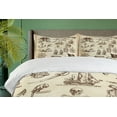thumbnail image 4 of Ambesonne Nautical Duvet Cover Sets, Pirate Map Along Skull, 2-King, Beige and Brown, 4 of 7
