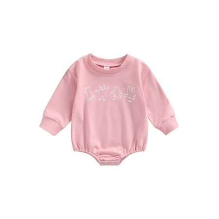 

Newborn Baby Girls Jumpsuits Cartoon Bear Print Long Sleeves Romper