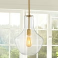 thumbnail image 4 of JONATHAN Y Watts 10.5" 1-Light Mid-Century Modern Iron/Glass LED Pendant, Brass Gold/Clear, 4 of 12