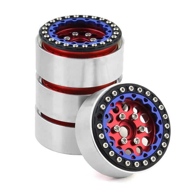 Cubo de rueda de Metal Bewildely 4 Uds coche de Control remoto Rojo + Azul