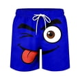 thumbnail image 4 of Qicasul Men's Funny Cartoon Face Print Shorts, 3D Funny Expression Casual Summer Pants with Elastic Waist,Dark Blue,XL, 4 of 4