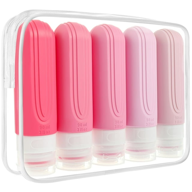 Botellas de viaje CHEODIN de 90 ml, paquete de 5, aprobadas por la TSA, con bolsa de aseo