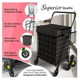 thumbnail image 3 of Stairs Climbing Shopping Cart w/Waterproof Basket Liner & 360° Swivel Wheels | Foldable Collapsible & Lightweight | Perfect for Groceries Laundry Utility Cart - Black, 3 of 6