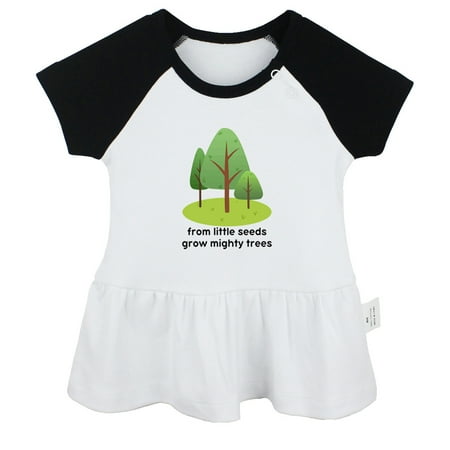 

iDzn From Little Seeds Grow Mighty Trees Funny Dresses For Baby Newborn Babies Skirts Infant Princess Dress 0-24M Kids Graphic Clothes (Black Raglan Dresses 12-18 Months)