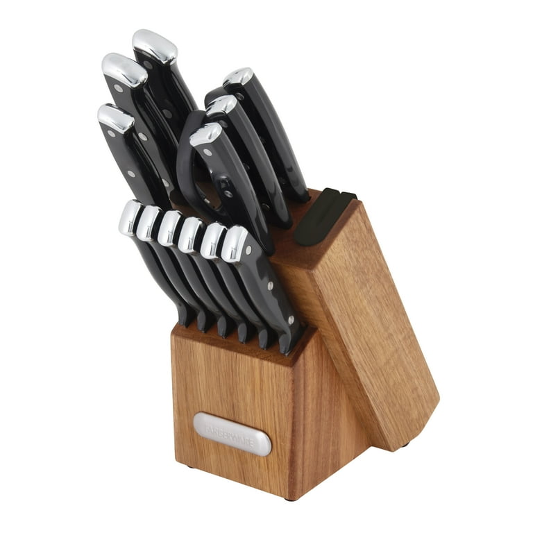 Farberware Edgekeeper Triple Riveted Acacia Knife Block Set with