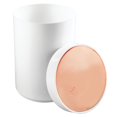 thumbnail image 6 of mDesign Plastic Small Round Trash Can Wastebasket, Swing Lid - White/Rose Gold, 6 of 8