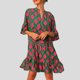 thumbnail image 1 of Vestido Informal de Verano Para Mujer, Cuello En V, Manga Corta, Fluido, Con Vuelo, Estampado Digital Bohemio, 1 of 3
