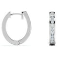 thumbnail image 3 of JeenMata Classic Pave-Channel 0.5 Carat Round Cut Diamond Semi-Eternity Chunky Hoop Earrings in 18K White Gold Plating over Silver, 3 of 4