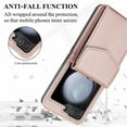 thumbnail image 6 of Dteck for Samsung Galaxy Z Flip 6 Wallet Case,Leather Case with 3 Accordion Card Slots and RFID Blocking Adjustable Crossbody Strap for Unisex,Rosegold, 6 of 9