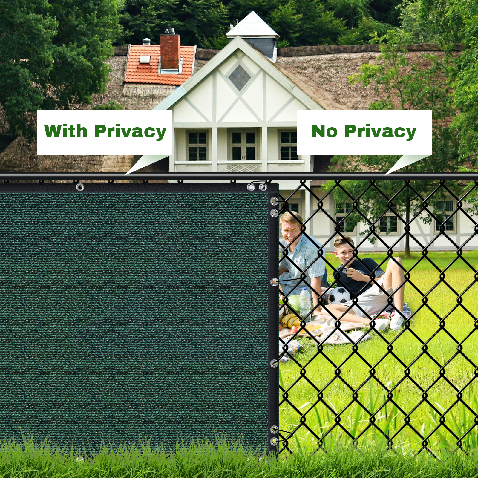 Privacy Fence Screen Outdoor Balcony Shade Cloth with 90% Shade Rating, Green 6'x50'