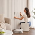 thumbnail image 5 of Pink Wall Decor for Bedroom Panels Wall Decor 12 Inch Adhesive Wall Panels 3D Striped Wall Decoration for Interior Space Dorm Nursery Home Office Pink Color, 1 Pack, 5 of 7