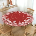 thumbnail image 2 of Christmas Round Fitted Tablecloth Best for 44"-48" Xmas Red White House Table Cloth Elastic Edge Waterproof Stain Resistant Washable Holiday Snowflake Pine Trees Table Cover for Party Picnic Decor, 2 of 4