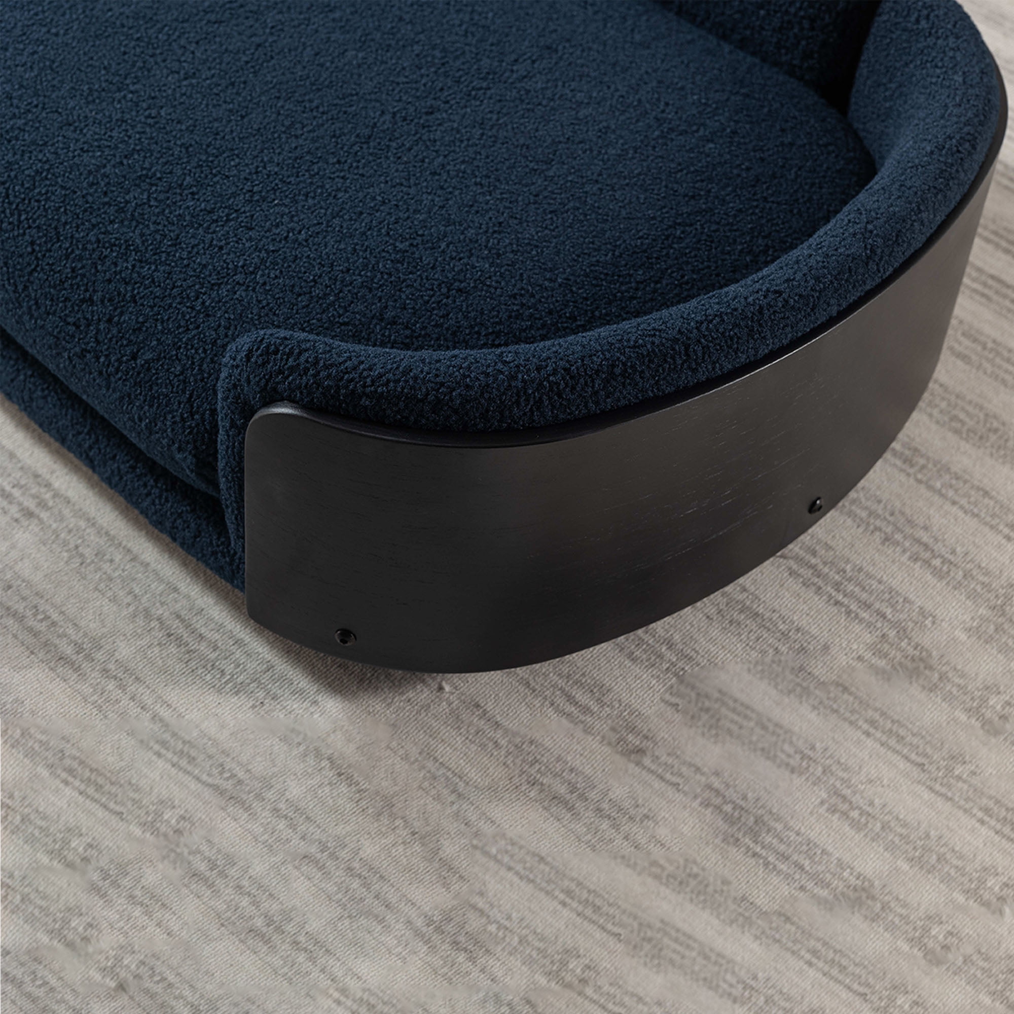 Pefilos 38" Elevated Pet Dog Bed with Solid Wood Legs and Black Bent Wood Back, Cashmere Cushion, Pet Sofa for Indoors Dogs, Dark Blue Pefilos 38" Elevated Pet Dog Bed with Solid Wood Legs and Black Bent Wood Back, Cashmere Cushion, Pet Sofa for Indoors Dogs, Dark Blue