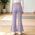 thumbnail image 6 of BXJX Girls Leggings 2 Pieces, Stretchy Elastic Waist Sports Slim Base Layer Flare Pants Purple Size 4-5 T, 6 of 7