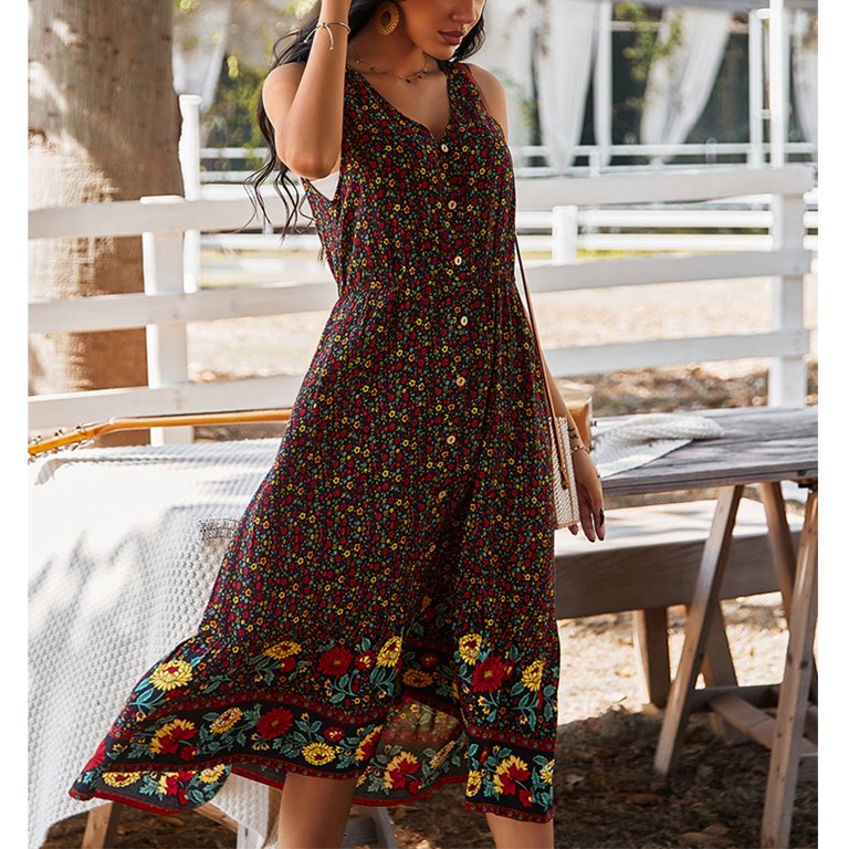 Button down deals flowy dress