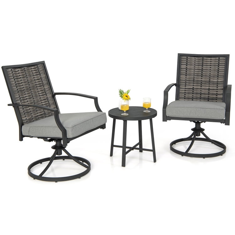 Aimee Lii 3 Piece Patio Swivel Chair Set, Patio Sectional Furniture Set with Soft Seat Cushions for Backyard