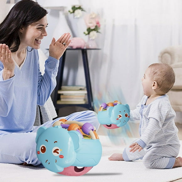 Pelotas de animales, juguetes masticables, pelotas agitadoras para bebés de 0 a 12 meses, sonajero para la dentición con base de silicona suave ABS, juguetes de desarrollo para mejorar la audición.