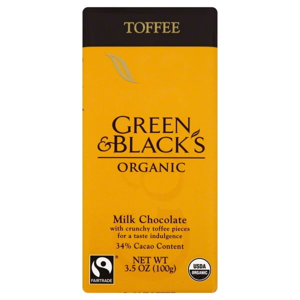 Green Black Milk Chocolate Toffee 34 Cocoa 3.5 Oz