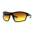 thumbnail image 5 of Xloop Mens HD+ Night Driving Amber Lens Wrap Around Sport Plastic Sunglasses Matte Black, 5 of 7