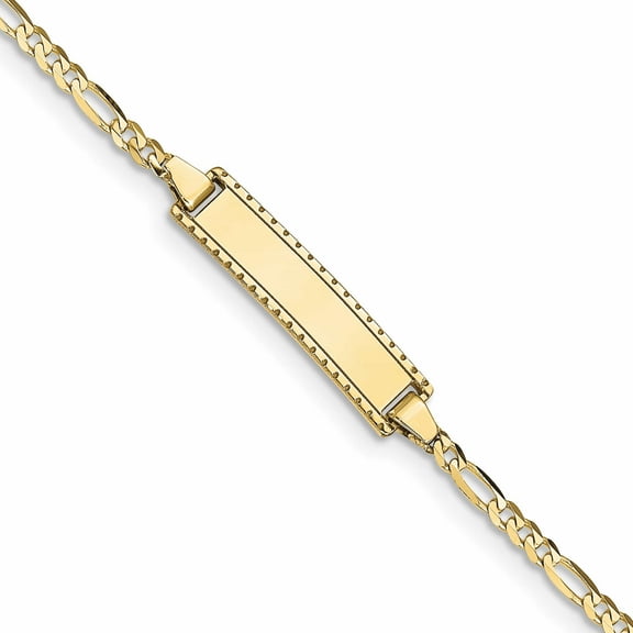10K Yellow Gold Figaro Link Id Bracelet (6 X 5.1) Made In United States 10dcid87-6