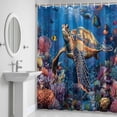 thumbnail image 6 of Ocean Tropical Animal Bathroom Shower Curtain, Abstract Coral Turtle Fish Waterproof Washable Soft Bath Curtain for Bathtub Decor with 12 Hooks&Grommet, 72x72 Inch, 6 of 9